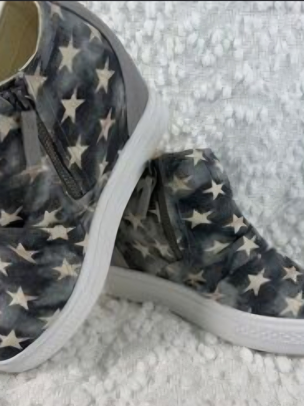 Not Rated brand Ari Sneaker Wedge in a denim wash with star detailing